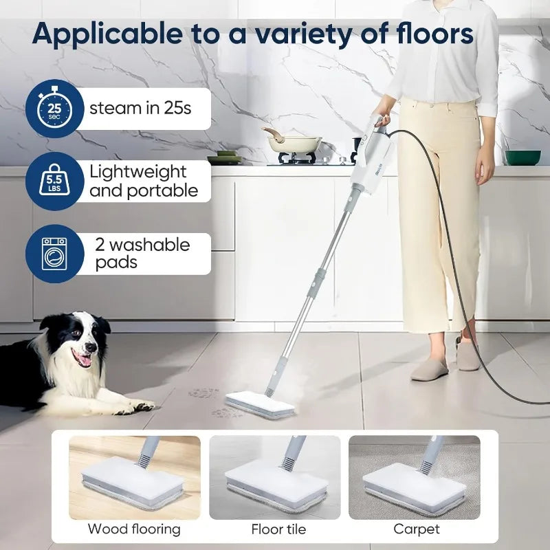 Steam Mop for Floor Cleaning, Steam Cleaner for Home with Detachable Handheld 6-in-1 Multi-function Attachments for Hardwood