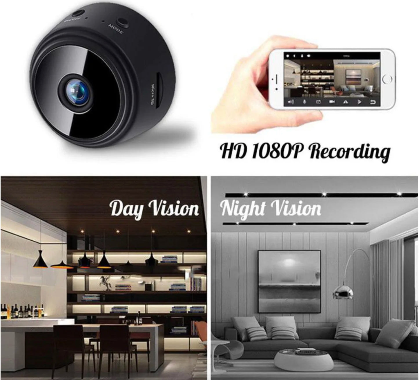 Camera Mobile 1080P HD Wifi Surveillance Cameras Sensor Camcorder Web Video