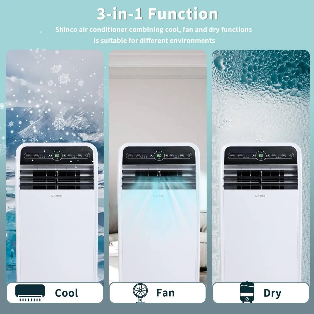 10,000 BTU Portable Air Conditioner, with Built-in Cool, Dehumidifier & Fan Modes