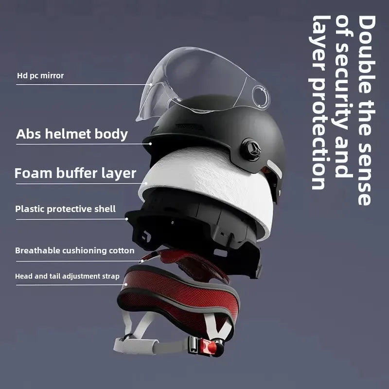 Universal Safety Helmet For Men And Women's Electric Motorcycle Summer Battery Car Half Helmet Four Seasons Recognized By 3C