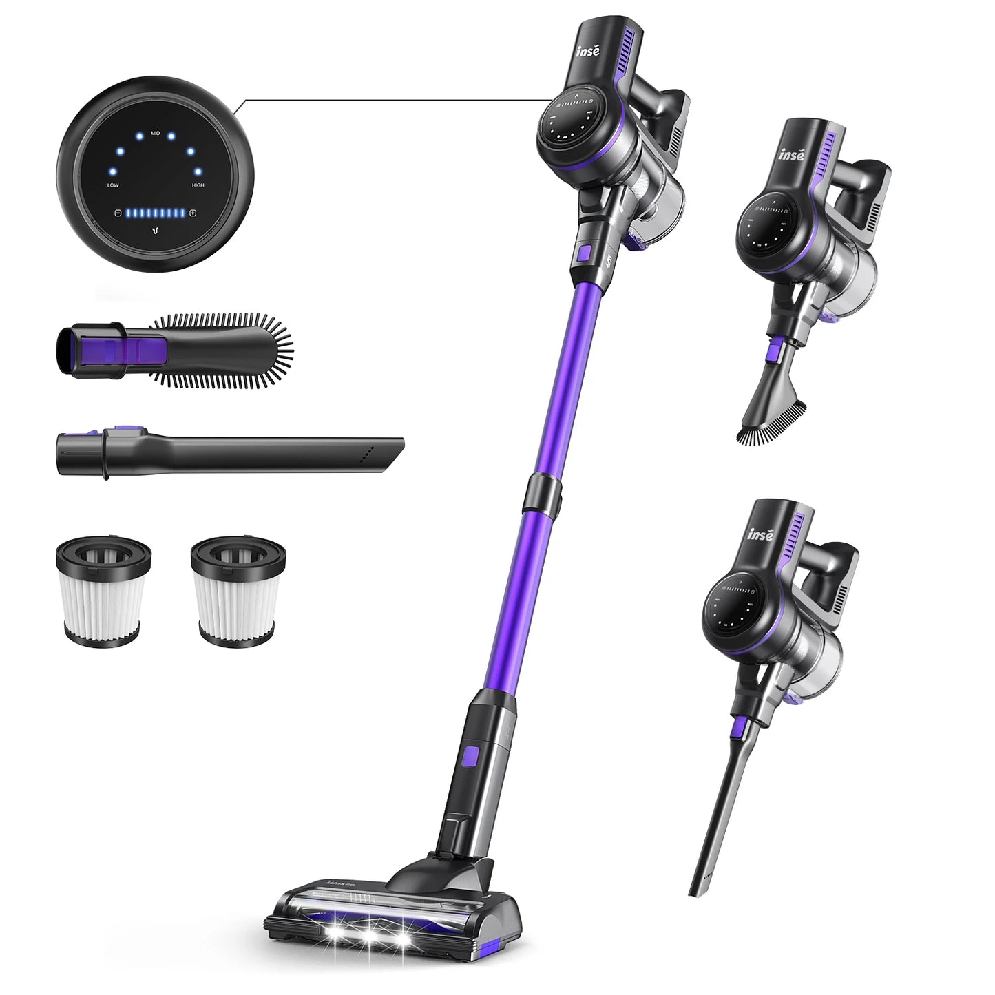 INSE S7P Cordless Vacuum Cleaner, Rechargeable 2500mAh Battery, Clog Remind, Versatile Vacuum Cleaner for Home Pet Hair