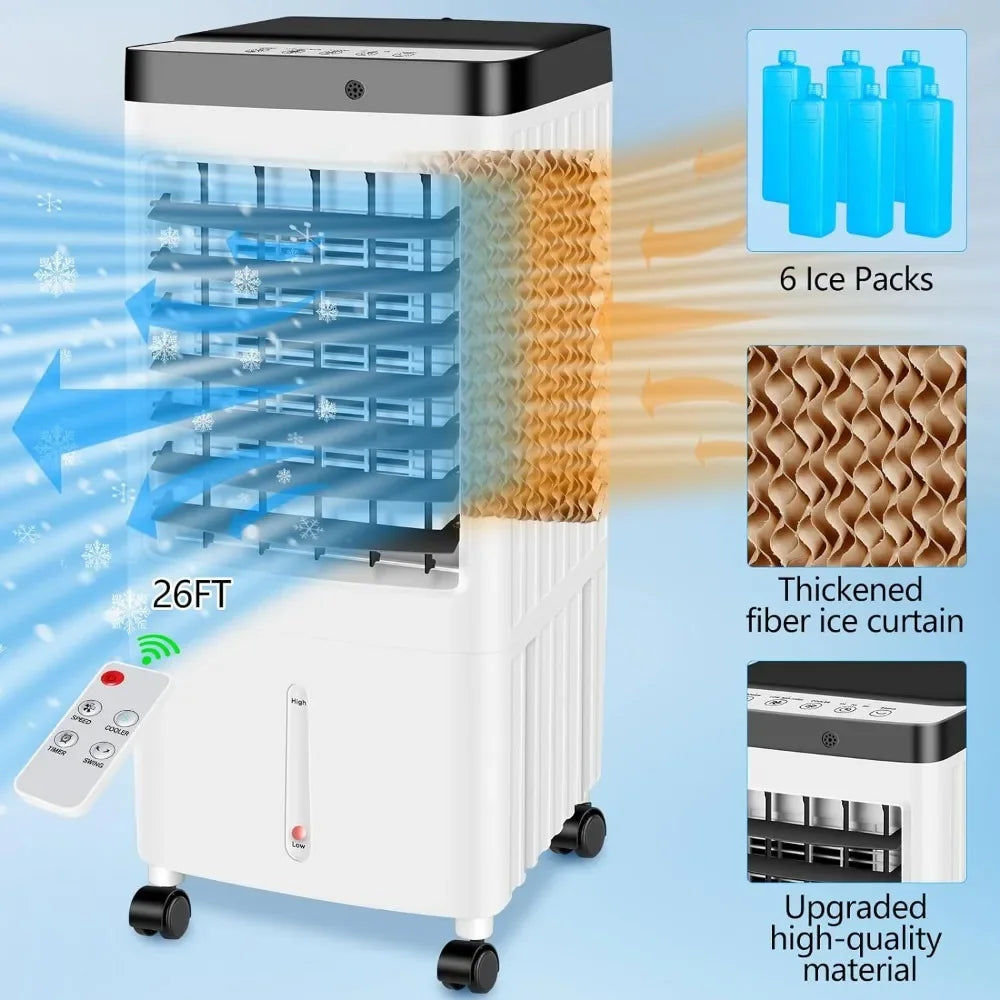 Portable Air Conditioners Windowless, Ac Unit with 3-Gal Water Tank ,3 Speeds,70° Oscillation
