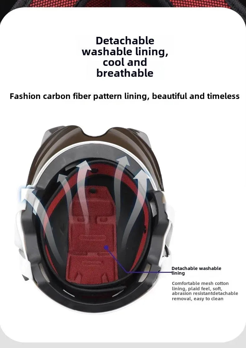 Universal Safety Helmet For Men And Women's Electric Motorcycle Summer Battery Car Half Helmet Four Seasons Recognized By 3C