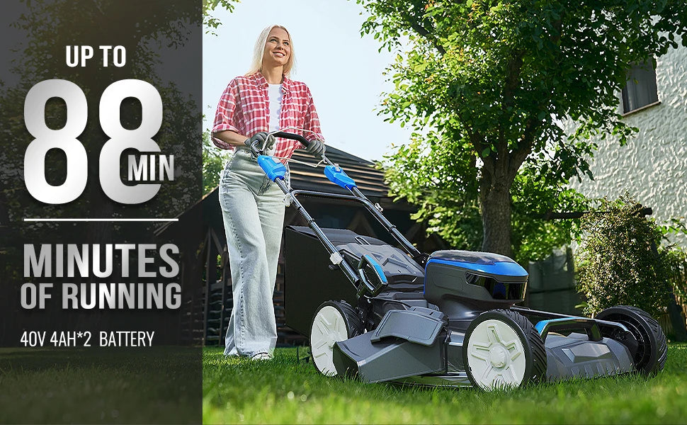 40V Brushless 21 Inch Cordless Self-propelled Lawn Mower, Height Adjustable Electric Lawn Mower, Comes with Battery and Charger