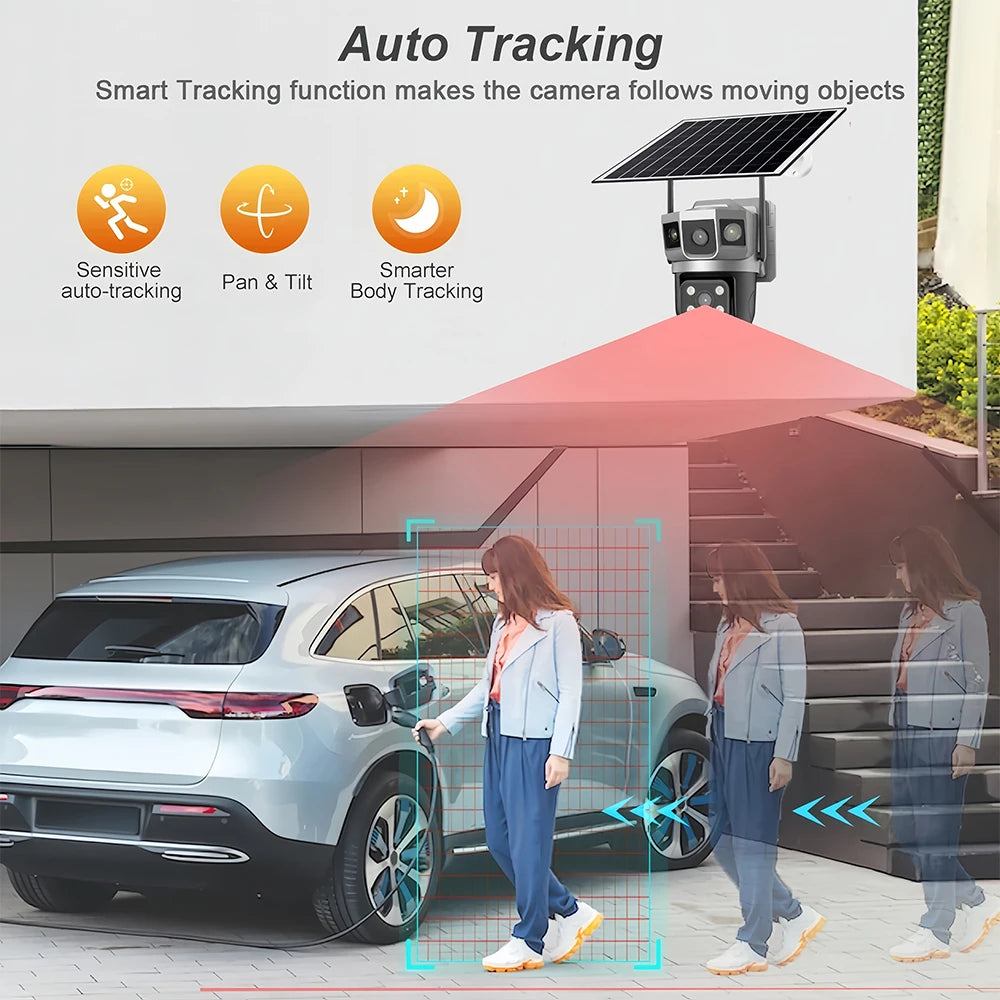 Camera WIFI CCTV 12MP Dual Lens Triple Screen PTZ Auto Tracking 6K Curious Security