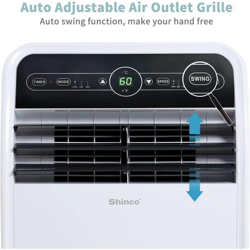 10,000 BTU Portable Air Conditioner, with Built-in Cool, Dehumidifier & Fan Modes