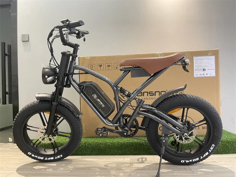 Adults Electric Bike JANSNO X50 750W 48V14AH Removable battery Fat Tire 20"*4 Off Road Mountain Ebike 25MPH Moped Style Ebike