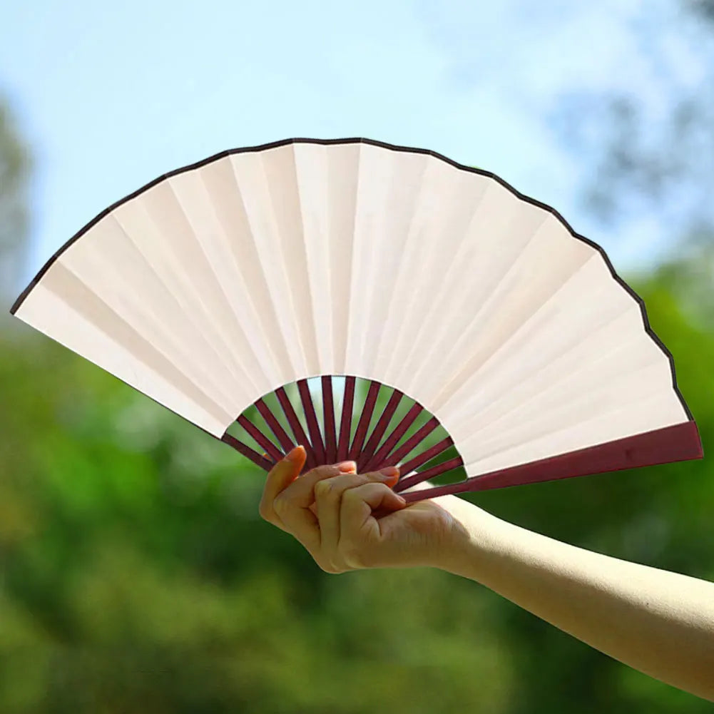 10 Inch Folding Fan Antiquity DIY Painting Fan Blank Handheld Fan Chinese for Home Dancing Party Wedding Decoration