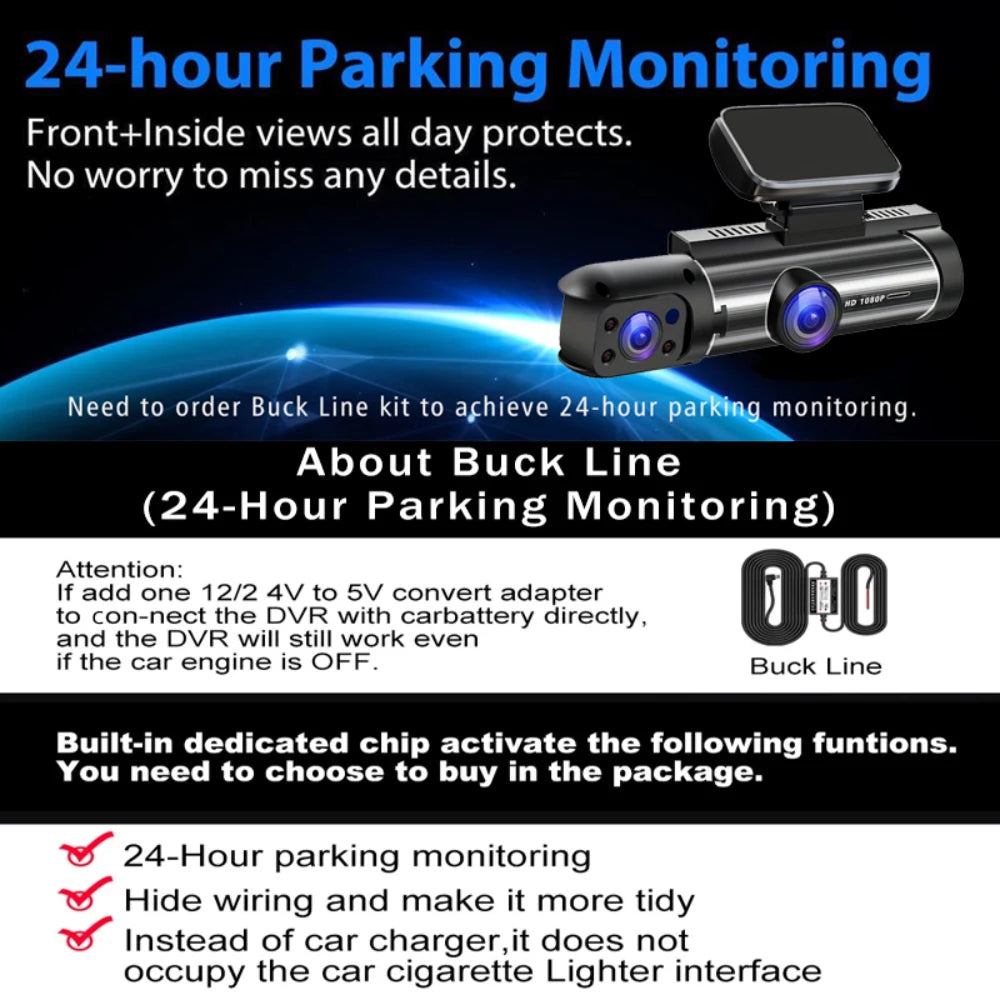 Dual Lens Car Dash Camera Cabin Dashcam Vehicle Video Dash Cam Drive Recorder Mini Dvrs Black Box