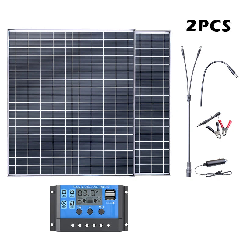 Solar Panel Power Bank Kit
20W/H 100A Controller Solar Plate for Home Camping RV Car