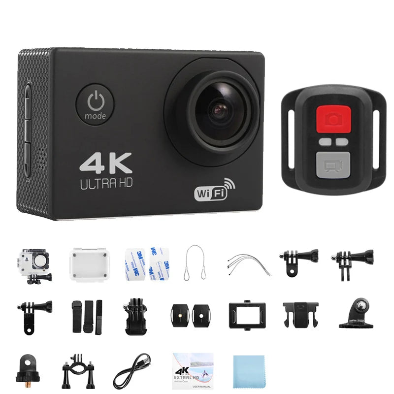 2.0" Action Camera Ultra HD 4K 30FPS WiFi Underwater Cameras Helmet Bicycle Video Recording