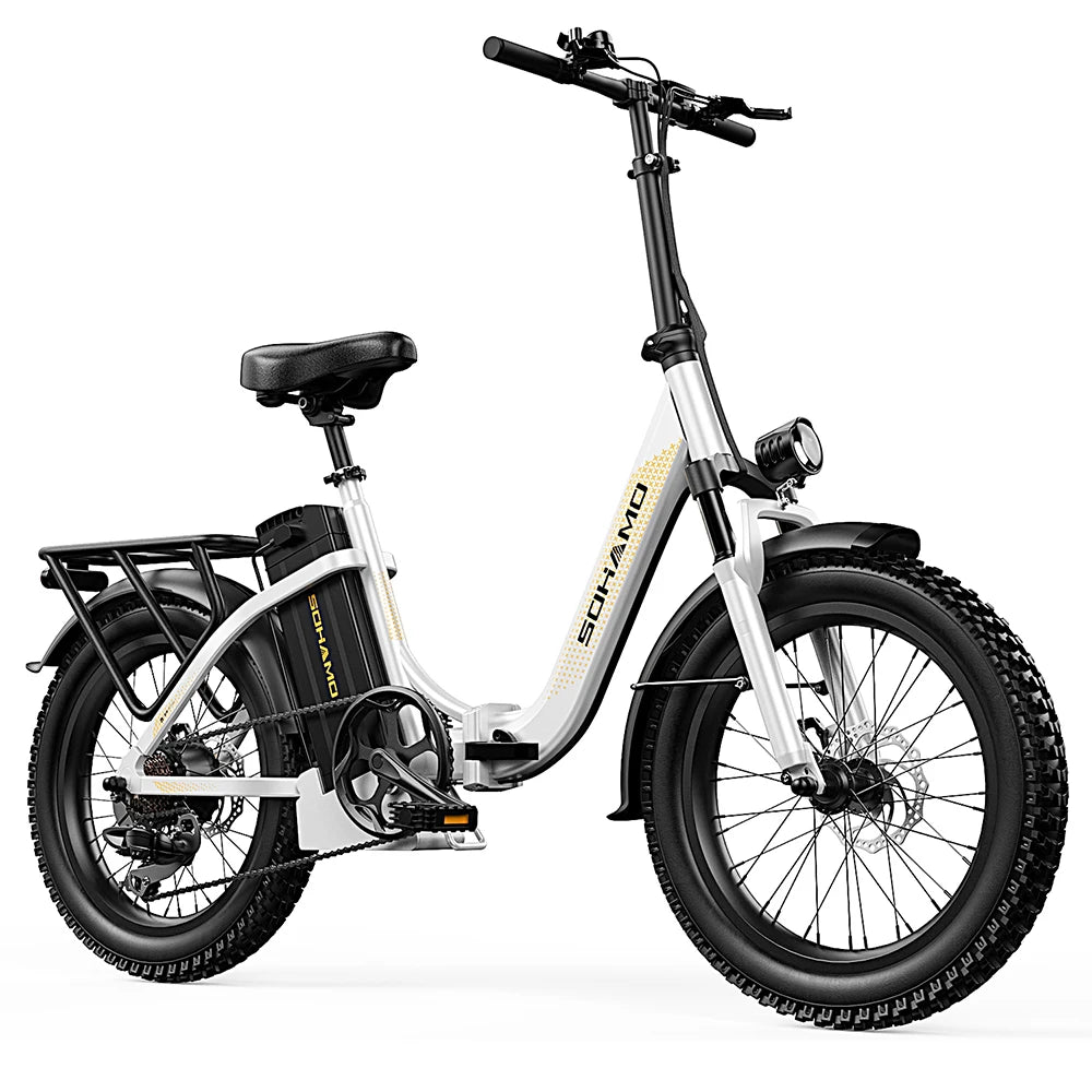 SOHAMO Men Women Road Mountain Folding Electric Bike 48V 20AH 1100W Ebike 60 Miles