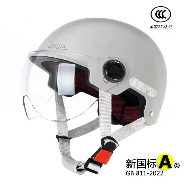 Universal Safety Helmet For Men And Women's Electric Motorcycle Summer Battery Car Half Helmet Four Seasons Recognized By 3C