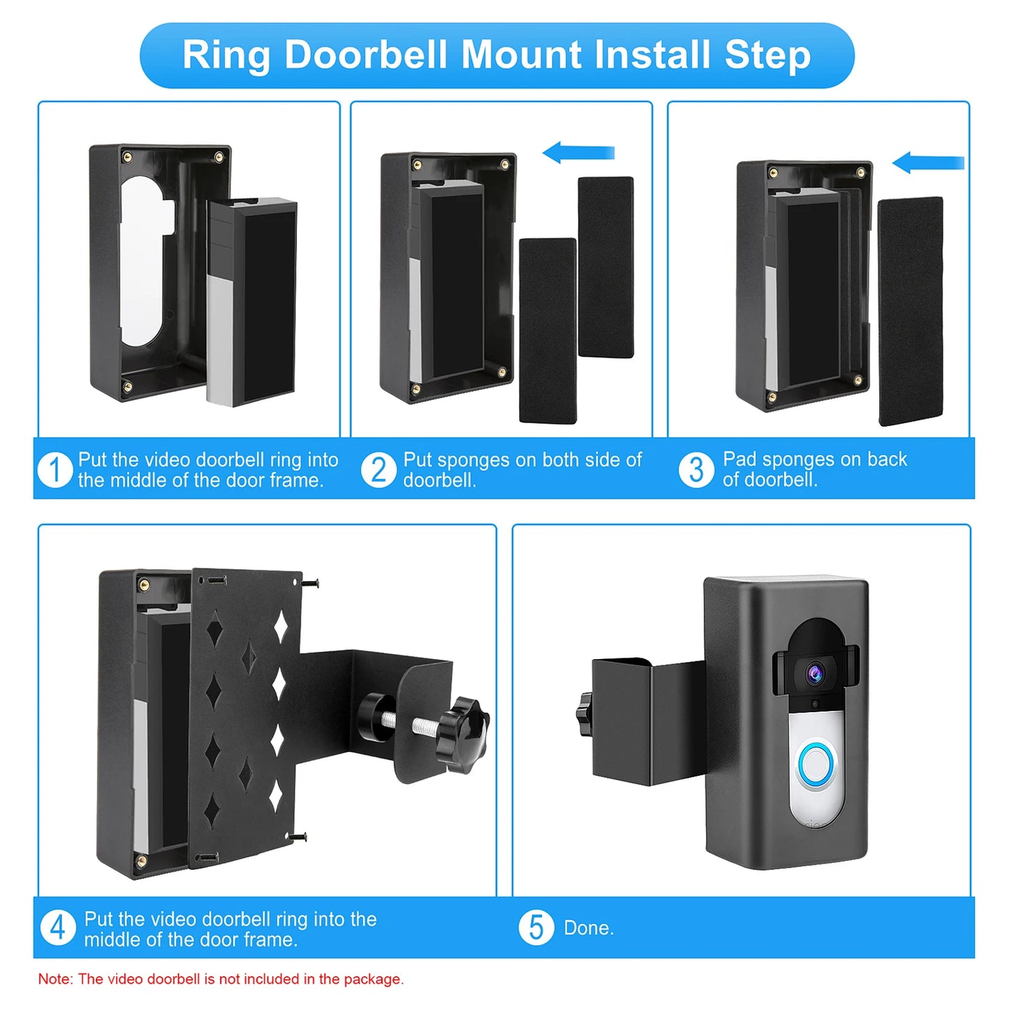 Anti-Theft Doorbell Mount Video Doorbell Mount Easy Installation No Drill Compatible with Blink Video Doorbell/Ring
