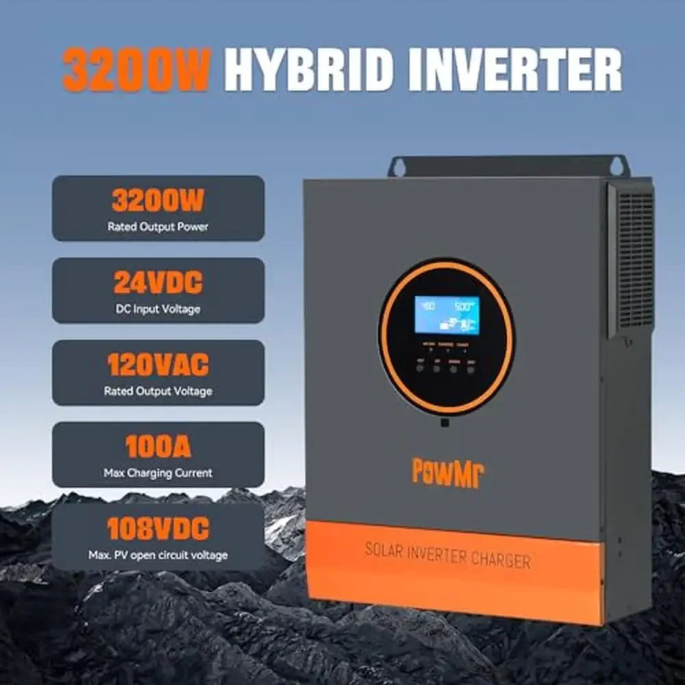 3200W Solar Inverter Pure Sine Wave 24V DC with 100A MPPT Controller Max 108V PV
