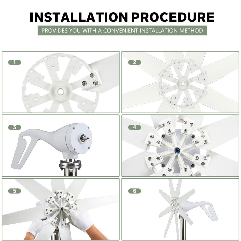 3000w Wind Turbine Generator 12V 24V 48V DC 220v AC Home System