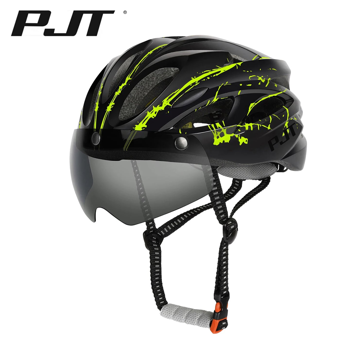 PJT Lightweight Breathable Goggles Bicycle Helmet 4 in 1 Bike Helmet With Sun Visor & Lens Free switching Adult Cycling Helmets