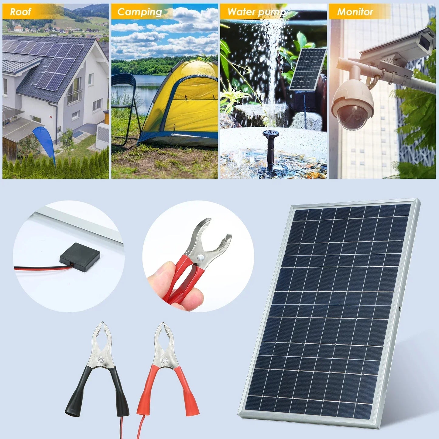 12V Polycrystalline USB Power Rechargeable Solar Cell Solar Generator for Home