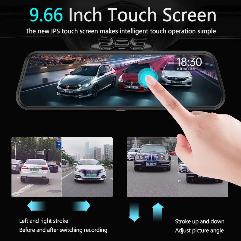 10 Inch Mirror Camera for Car Touch Screen Video Recorder Front and Rear Camera Mirror