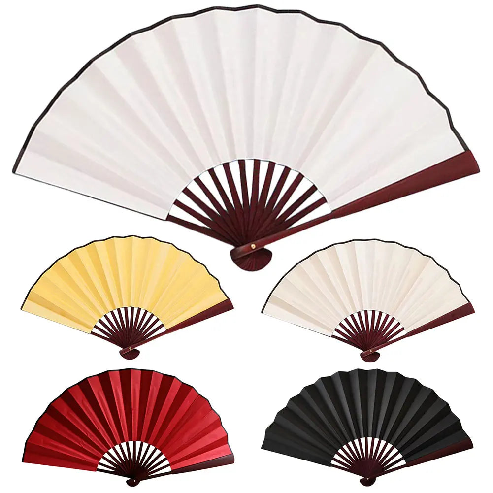 10 Inch Folding Fan Antiquity DIY Painting Fan Blank Handheld Fan Chinese for Home Dancing Party Wedding Decoration