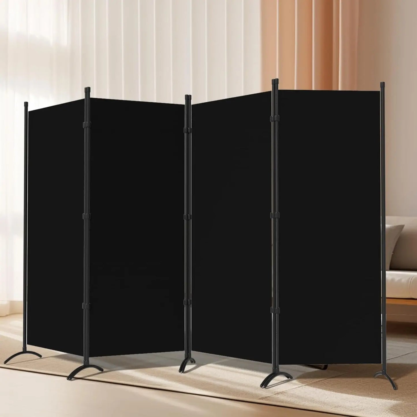 4 Panel Room Divider, Folding Privacy Screen Wall Divider for Room Separation, Freestanding Room Partitions,84”W×67”H