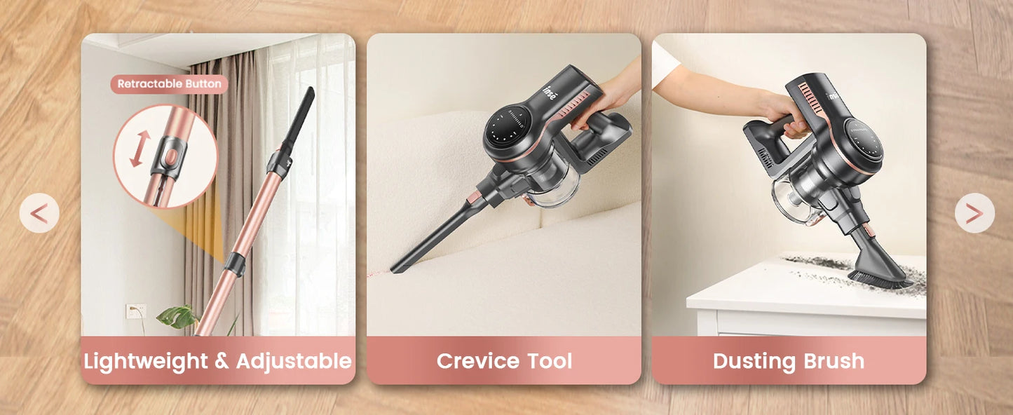 INSE S7P Cordless Vacuum Cleaner, Rechargeable 2500mAh Battery, Clog Remind, Versatile Vacuum Cleaner for Home Pet Hair