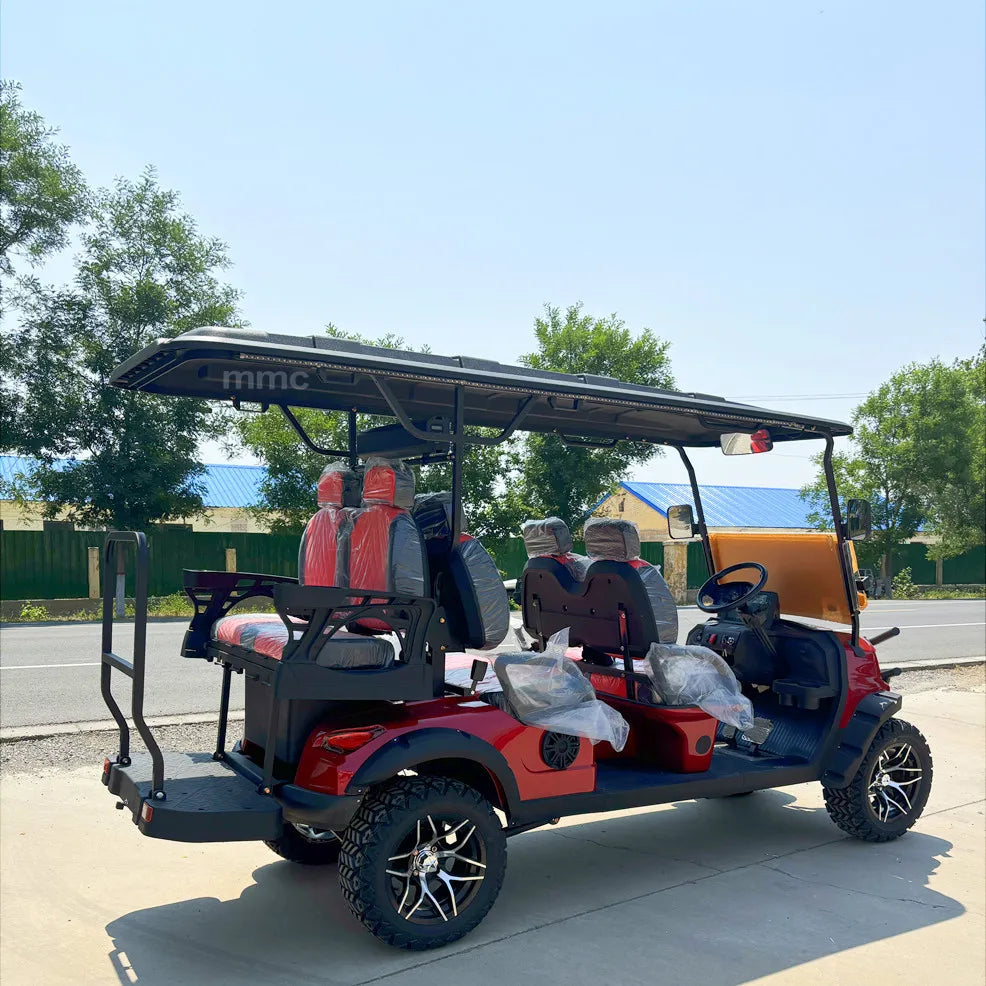 Wholesale China Color Logo Custom Club 4 Seats Car Electric and Gasoline Golf Carts Electric Powered Red 2+2 Seats for Sale