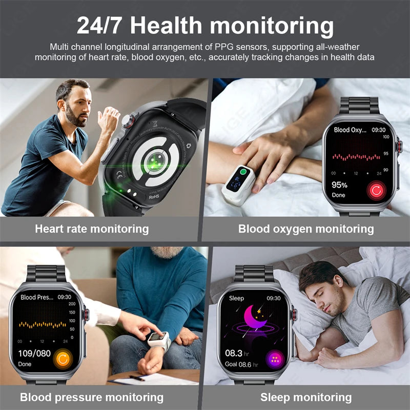AI Medical Diagnosis Blood Lipids Uric Acid Waterproof Watch Bluetooth Call Health