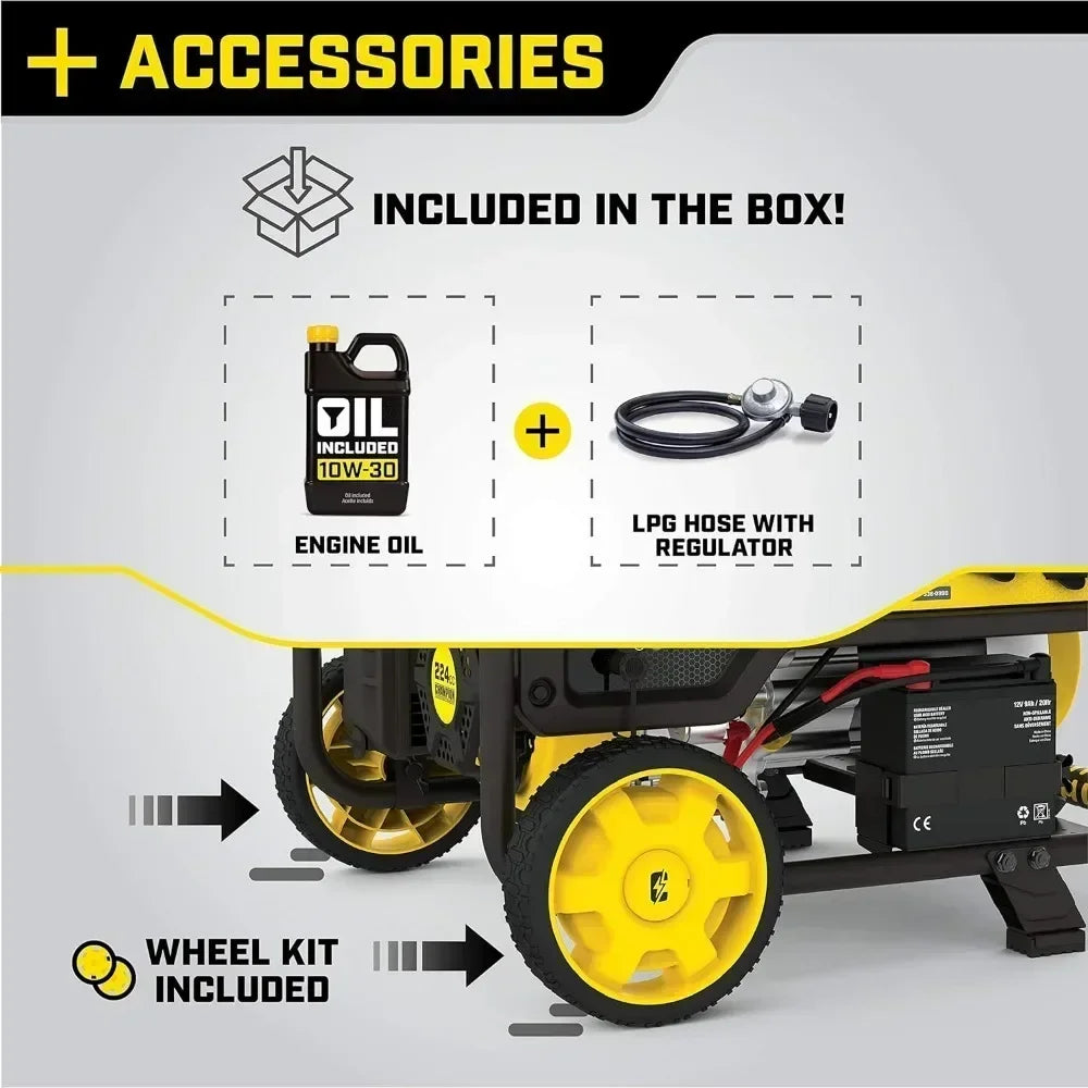 4750-Watt Dual Fuel Portable Generator with Electric Start Wheel Kit
