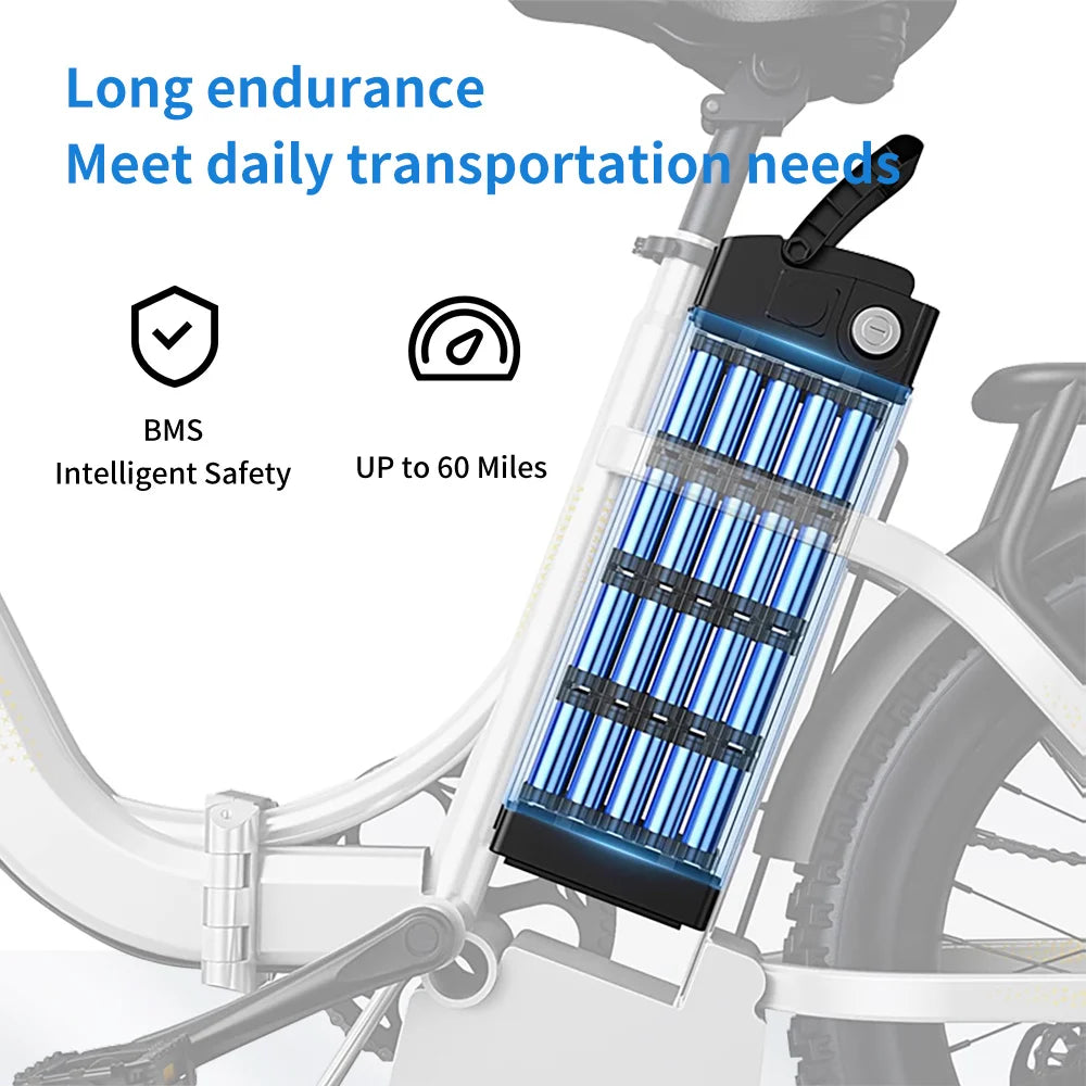 SOHAMO Men Women Road Mountain Folding Electric Bike 48V 20AH 1100W Ebike 60 Miles
