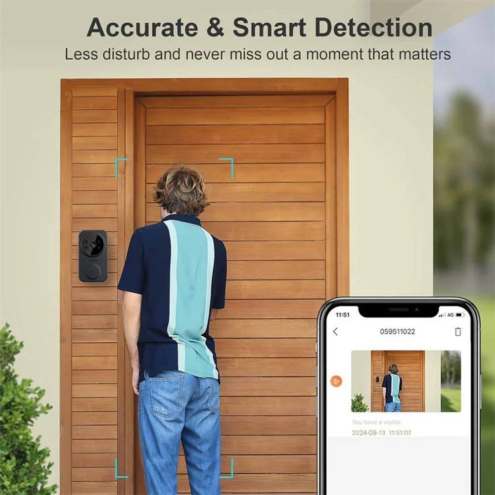 WiFi Smart Video Doorbell Camera Night Vision Wireless Visual Intercom Doorbell Intelligent Doorbell Indoor Outdoor Surveillance