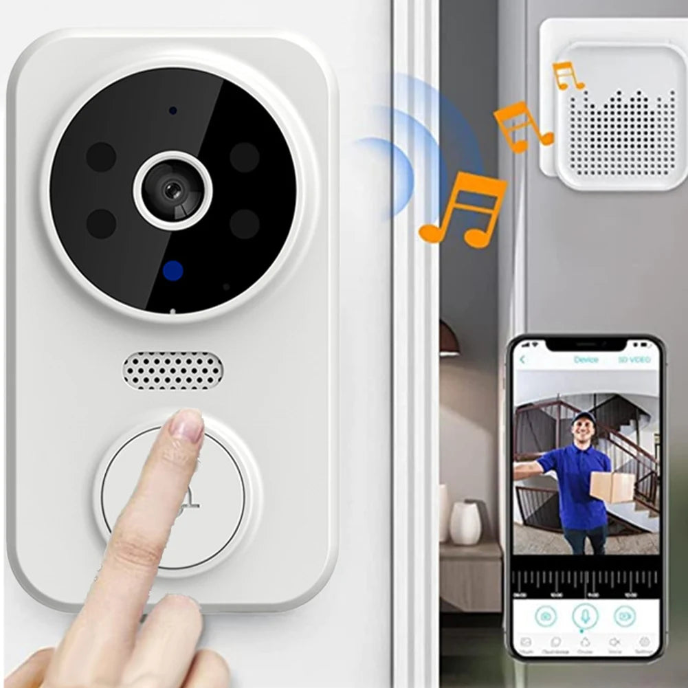 Wireless Video Doorbell Camera 2-Way Intercom Doorbell with Chime Night Vision Smart Home Door Bell