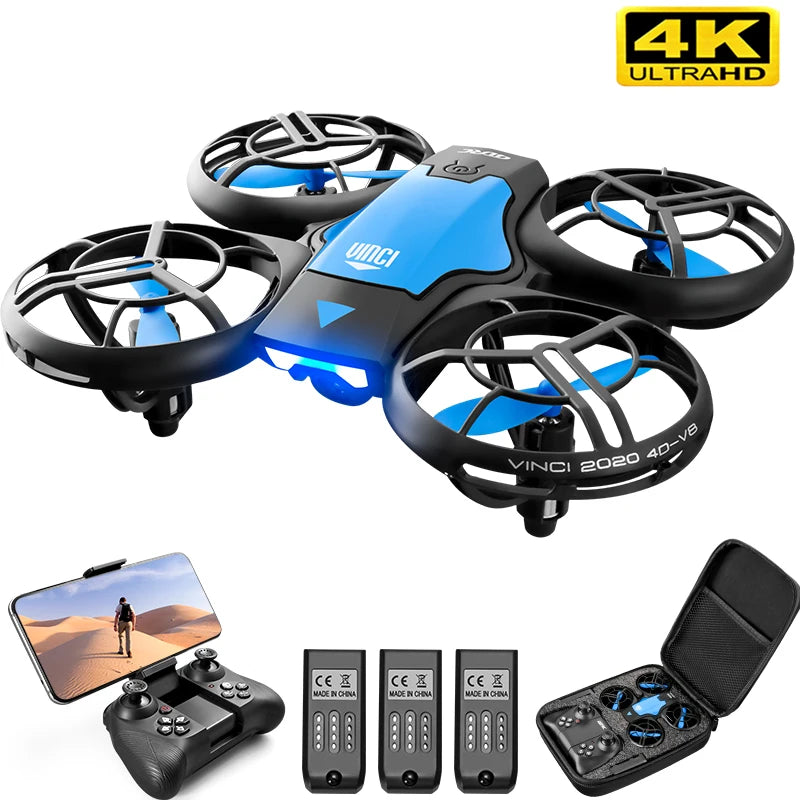V8 New Mini Drone HD 1080P Wide Angle Camera WiFi FPV Helicopter Kids Toys 4DRC