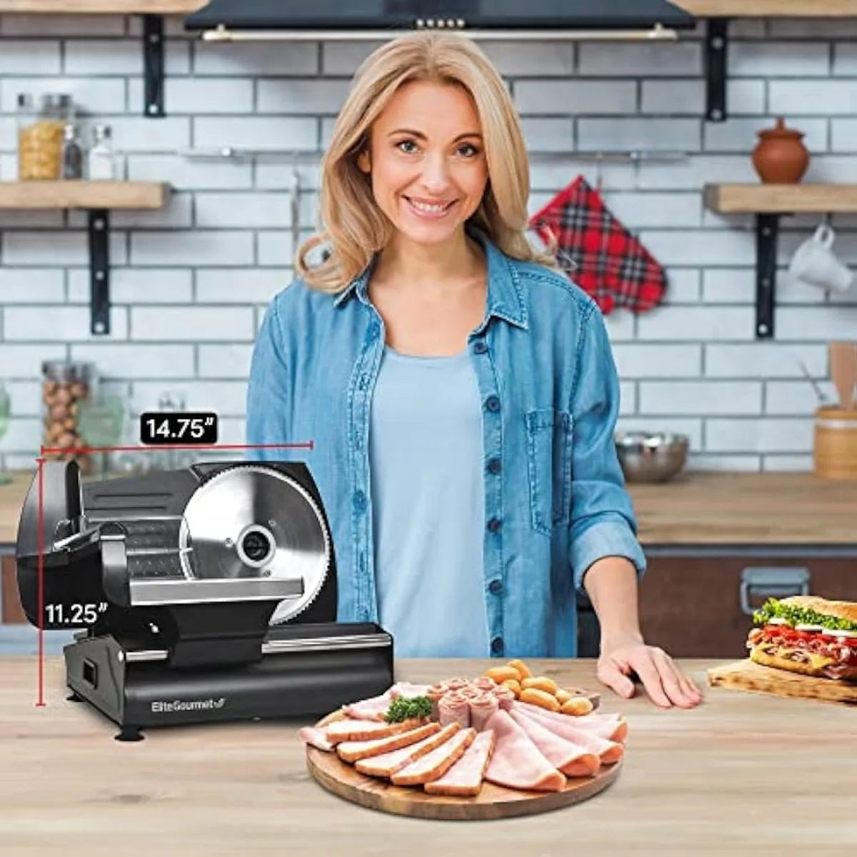 EMT-625B Ultimate Precision Electric Deli Food Meat Slicer Removable Stainless Steel Blade