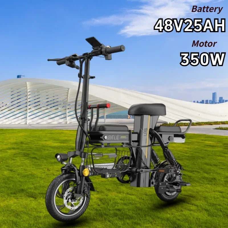 Electric motorcycle 350W48V25AH lithium battery foldable electric scooter Urban mobility parent-child electric bicycle