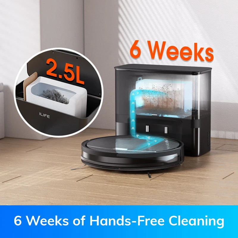 Self-Emptying, 3000Pa Strong Suction, Gyro Navigation, Schedule, App/Alexa Control, for Pet Hair