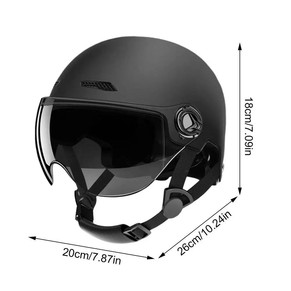 Electric Motorcycle Helmet Motor Car Scooter Bike Men Woman Open Face Half Helmet Anti-UV Safety Hat Bicycle Cap with Goggles