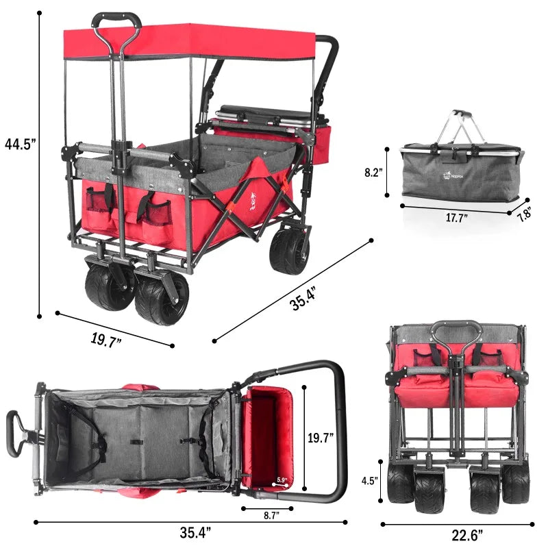 Collapsible Wagon Heavy Duty Folding Wagon Cart with Removable