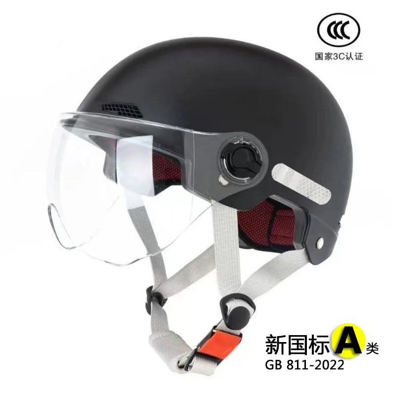 Universal Safety Helmet For Men And Women's Electric Motorcycle Summer Battery Car Half Helmet Four Seasons Recognized By 3C