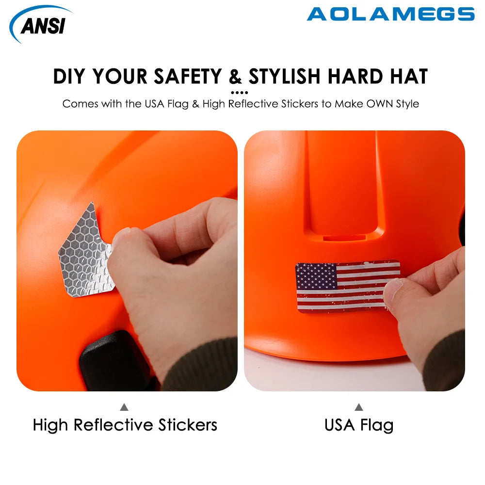 Safety Helmet With Visors Built In Goggles Earmuff Noise Reduction Stickers For Engineer ABS Hard Hat ANSI Industrial Work Cap