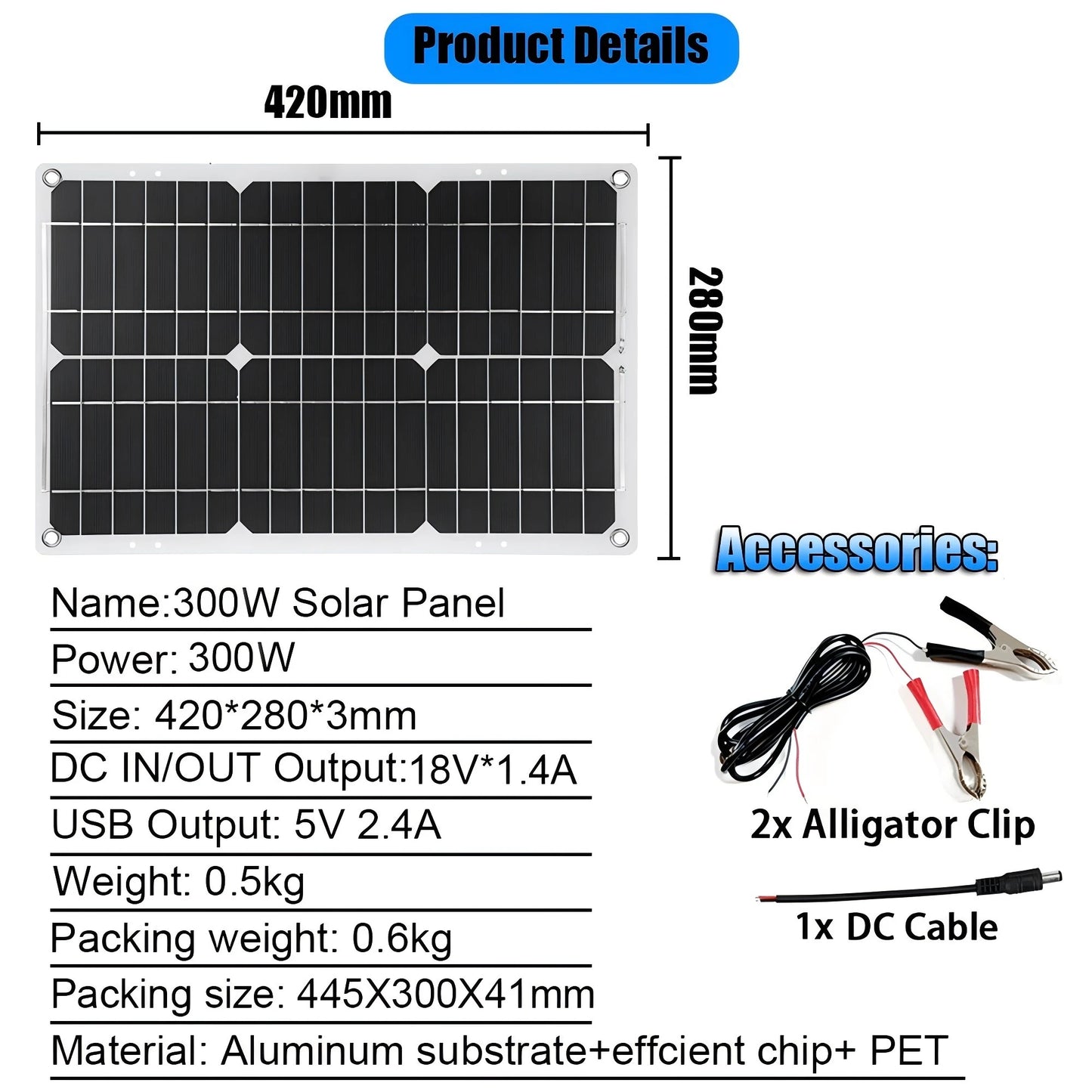 Inverter 6000W Solar Panel 2*300W 12V Portable Solar Generator Power Bank