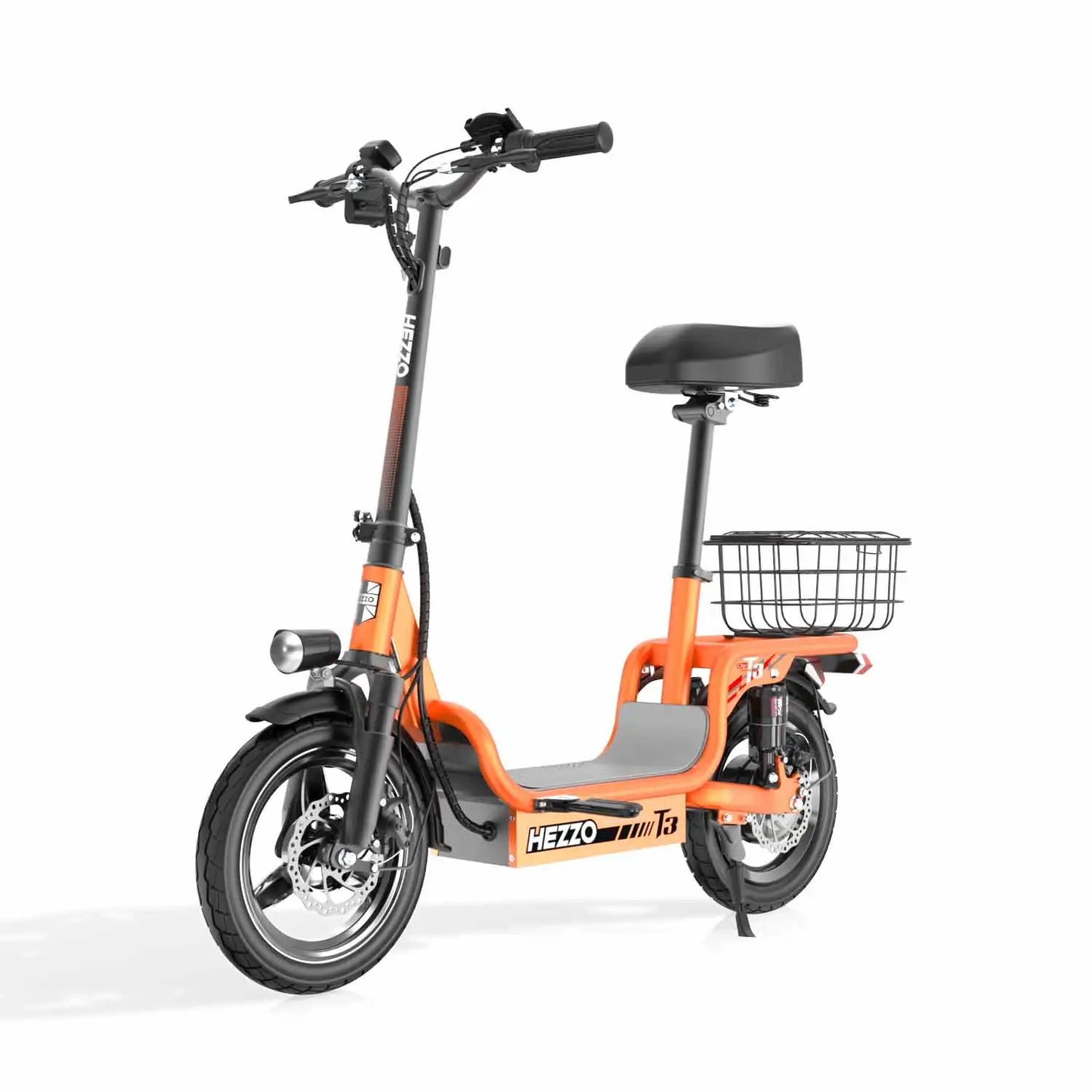 Multi-Shock Absorption Adult Electric Bicycle 48V 500W Carbon Steel 14"Road tires With Basket