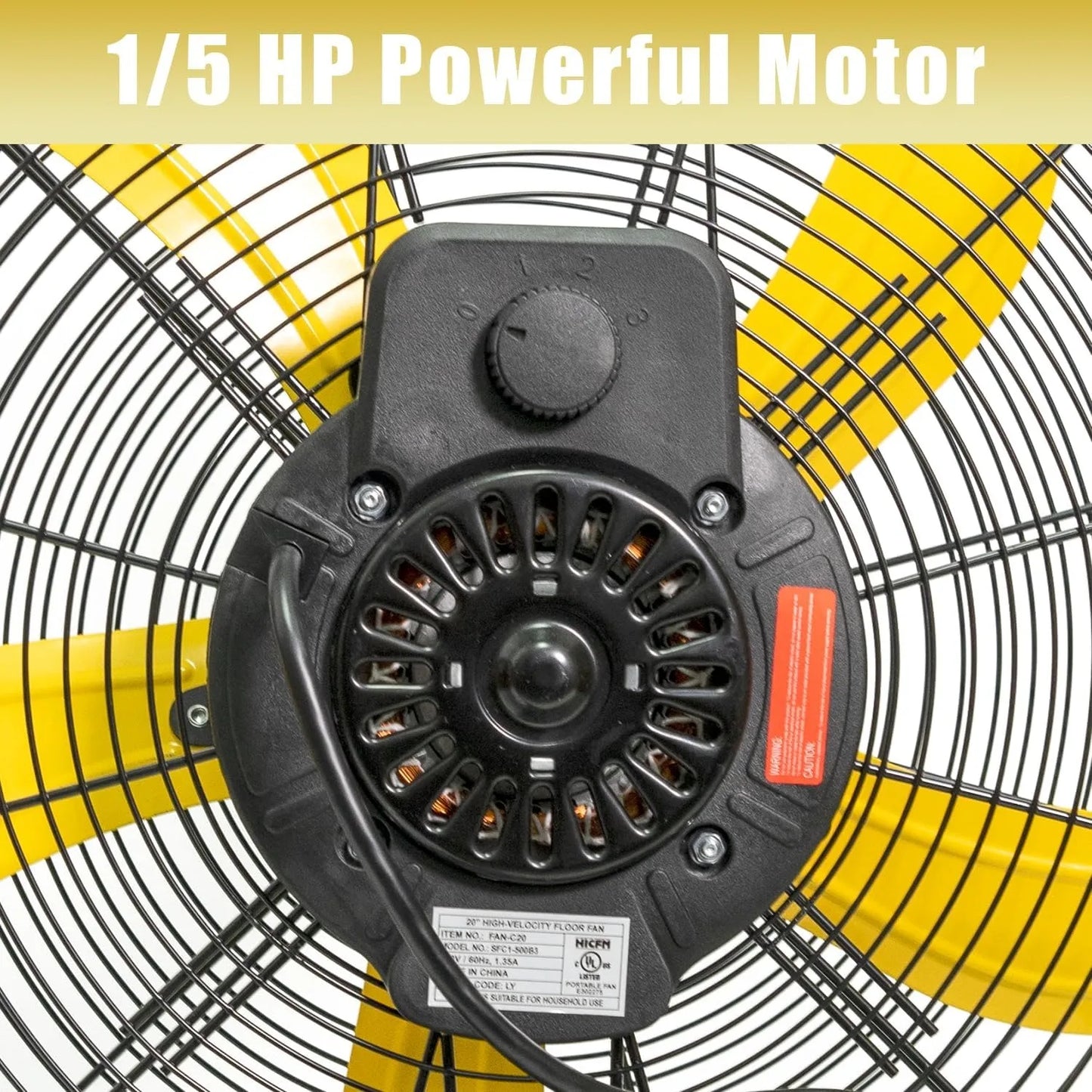 2 Pcs 20-inch 5300 CFM High Velocity Metal Floor Fan, 3-Speed Powerful Cooling 360° Adjustable Tilting Head for Shop