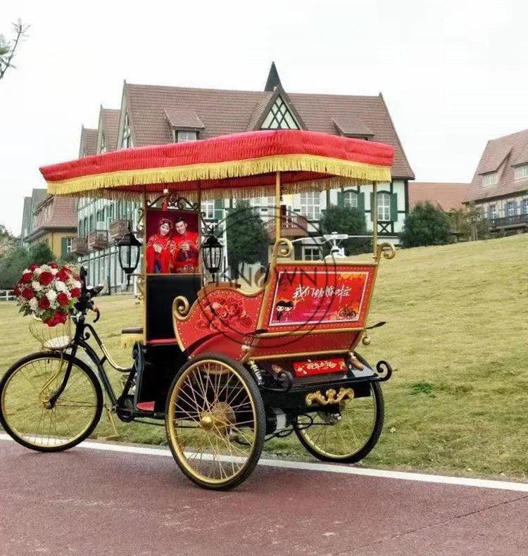 High Quality Pedicab Rickshaw Electric Pedal Three Wheels Dutch Cargo Bike No Electric Bakfiet Courier Goods Tricycle