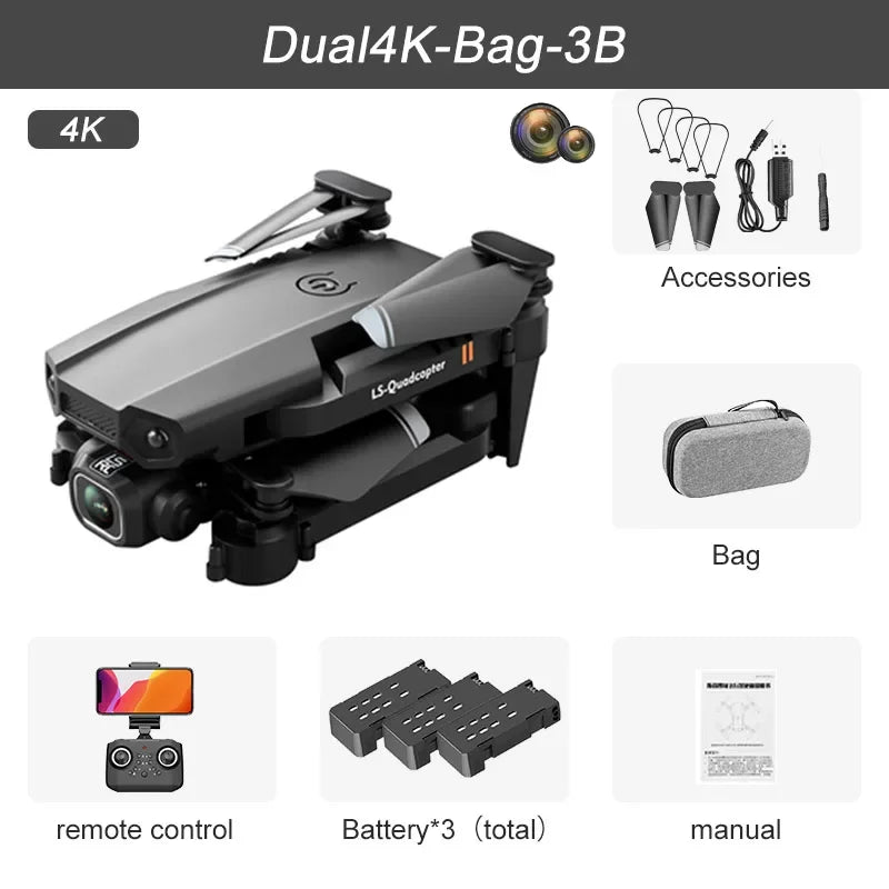 2024 New XT6 Mini Drone 4K 1080P HD Camera WiFi Fpv Air Pressure Altitude Hold Foldable Quadcopter