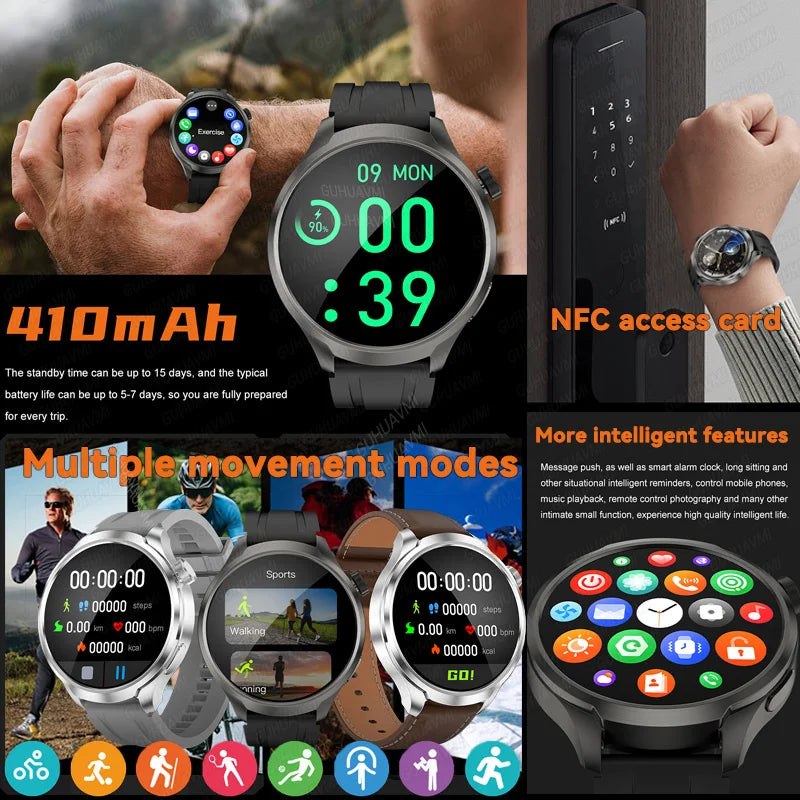 2024 New GPS Sports NFC Fashion Smartwatch 1.85 "AMOLED Screen Heart Rate