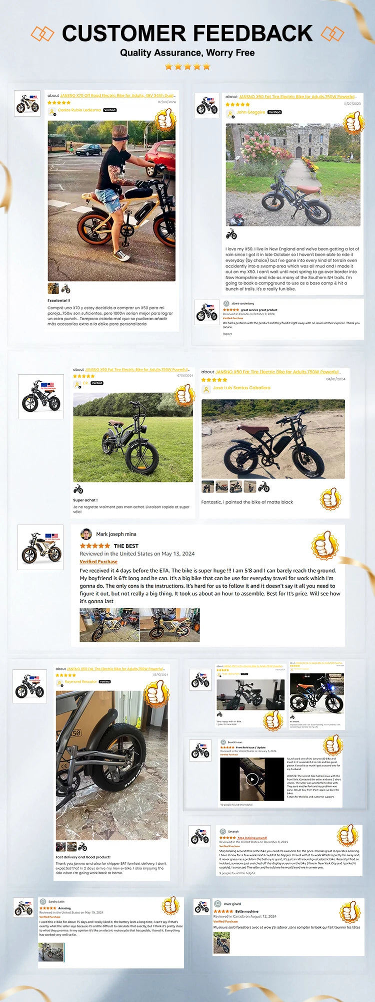 Adults Electric Bike JANSNO X50 750W 48V14AH Removable battery Fat Tire 20"*4 Off Road Mountain Ebike 25MPH Moped Style Ebike