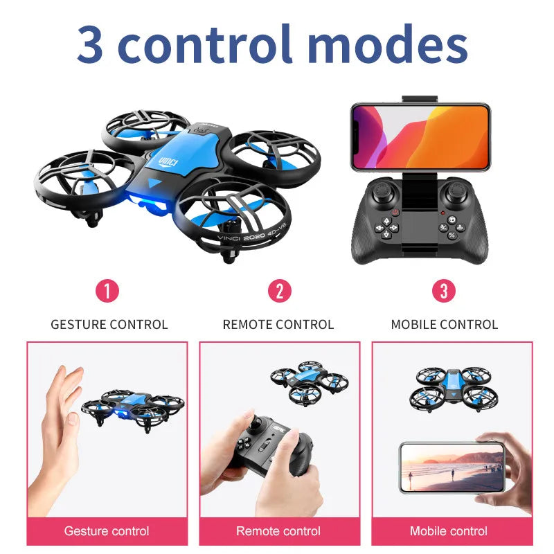 V8 New Mini Drone HD 1080P Wide Angle Camera WiFi FPV Helicopter Kids Toys 4DRC