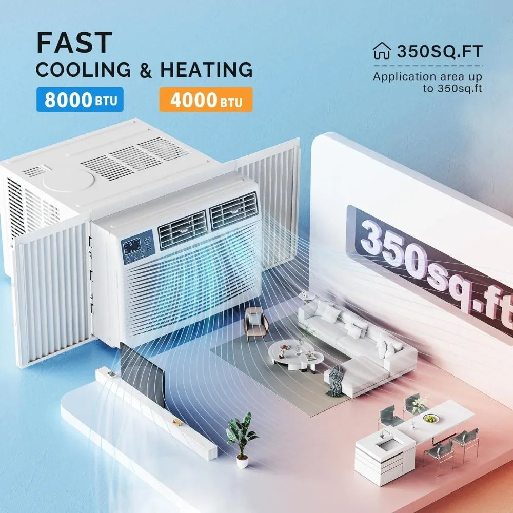8000 BTU Window Air Conditioner with Heat, with APP & Voice Smart Control, Timer Function