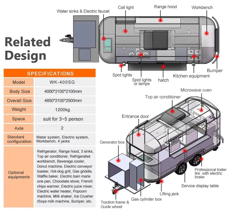 Wholesale Price Cater Mobile Food Trucks for Sale Concession Used Food Truck Trailer Hot Dog Cart Mobile Event Trailer